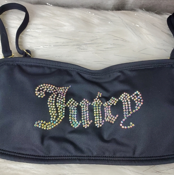 JUICY COUTURE black Rhinestone Bandeau Bikini Set - Picture 5 of 6